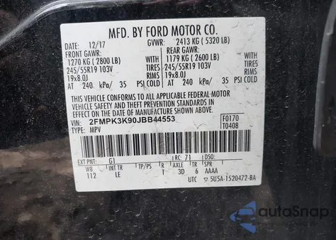 2018 Ford Edge Titanium из США, поврежденный, VIN 2FMPK3K90JBB44553